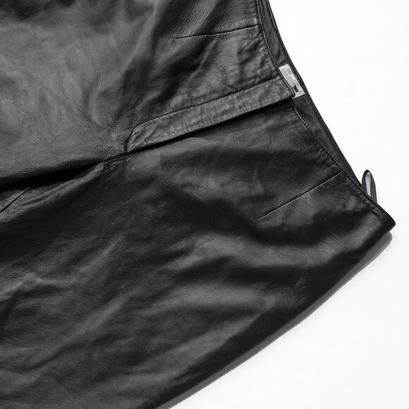 Vintage Black Leather Biker Pants 90s High Waist Biker Core Moto Biker Core Pant - Picture 11 of 11